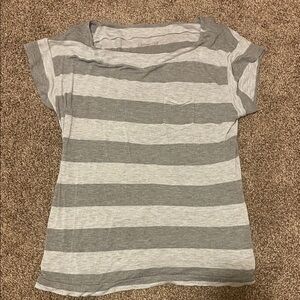 Coldwater Creek Gray and White Striped Tee